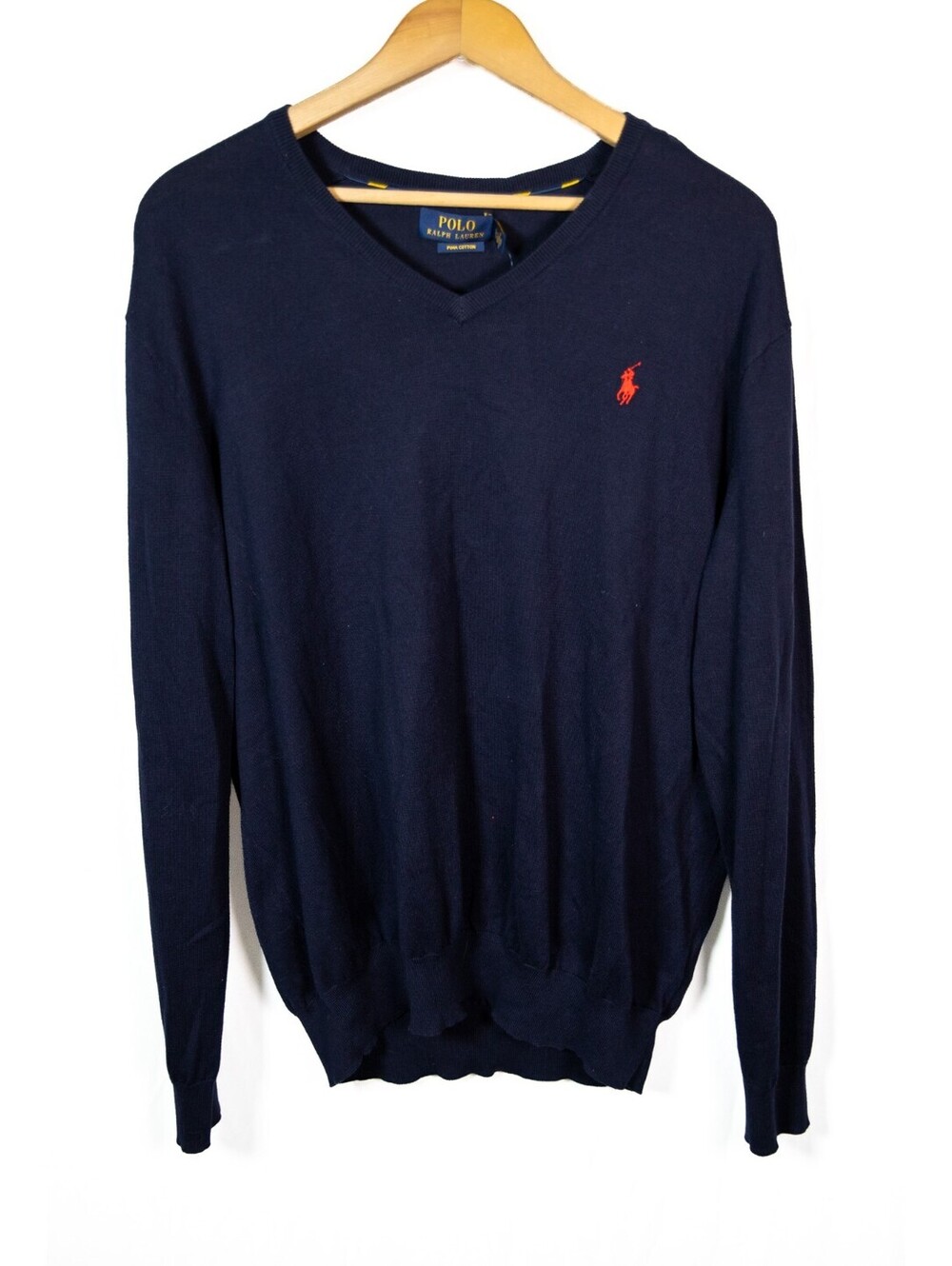 Polo Ralph Lauren Navy Blue Classic V-Neck Cotton Sweater NEW with Tags Men's XL